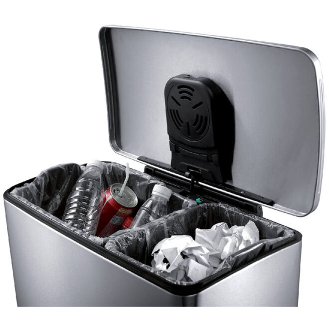Afvalbak EKO E-Cube pedaalemmer 18+28liter RVS
