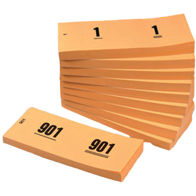 Nummerblok 42x105mm nummering 1-1000 oranje 10 stuks