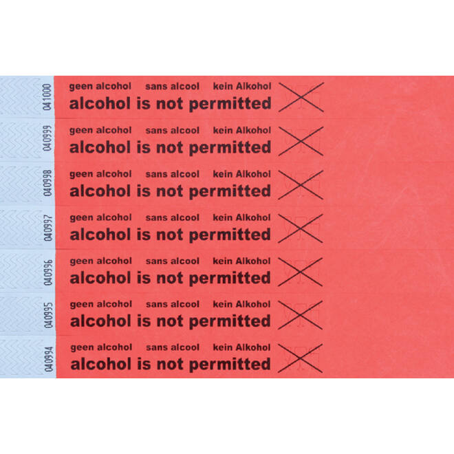 Polsbandje CombiCraft alcohol not permitted rood