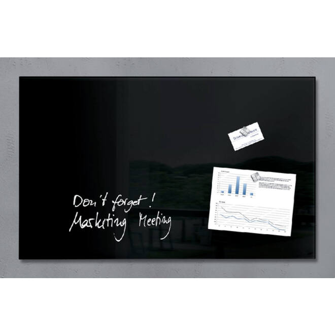 Glasbord Sigel magnetisch 780x480x15mm zwart