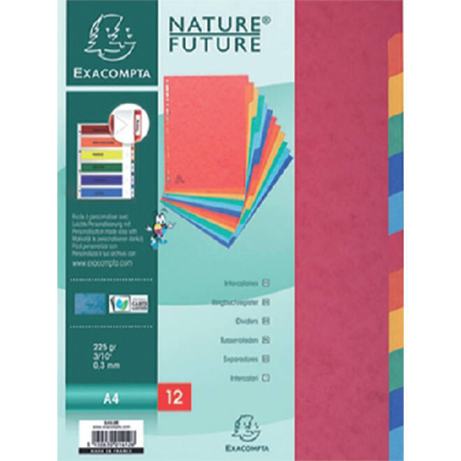 Tabbladen Exacompta 225x297mm 11-gaats 12-delig glanskarton