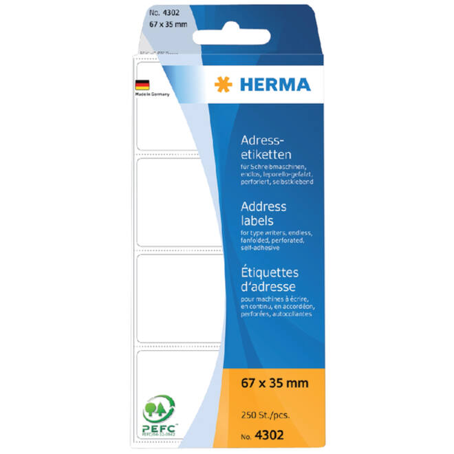 Etiket HERMA adres 4302 67x35mm 250stuks zig-zag