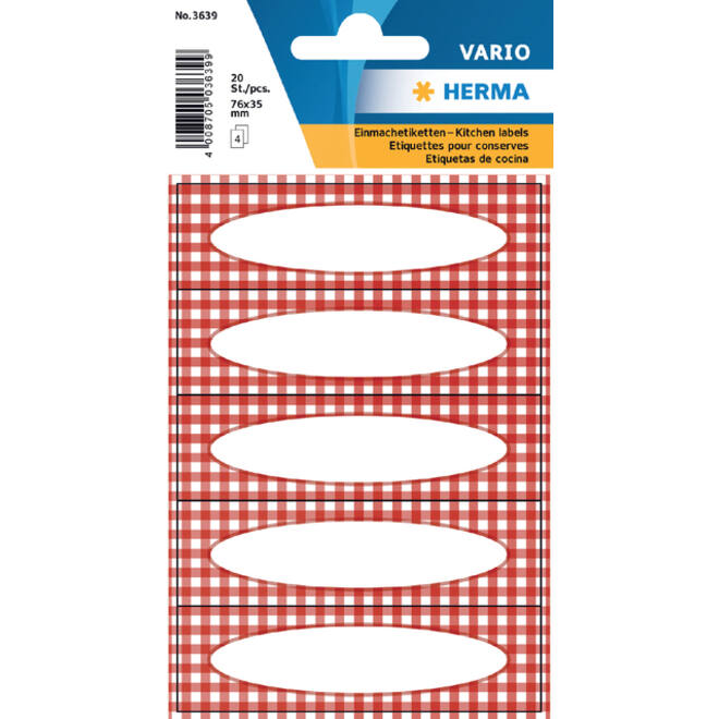 Etiket HERMA 3639 keuken ruit rood