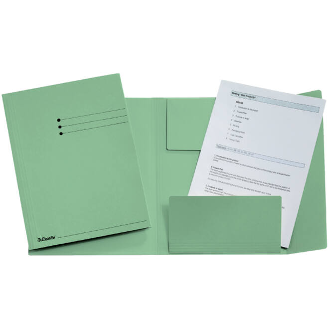 Dossiermap Esselte A4 3 kleppen manilla 275gr groen