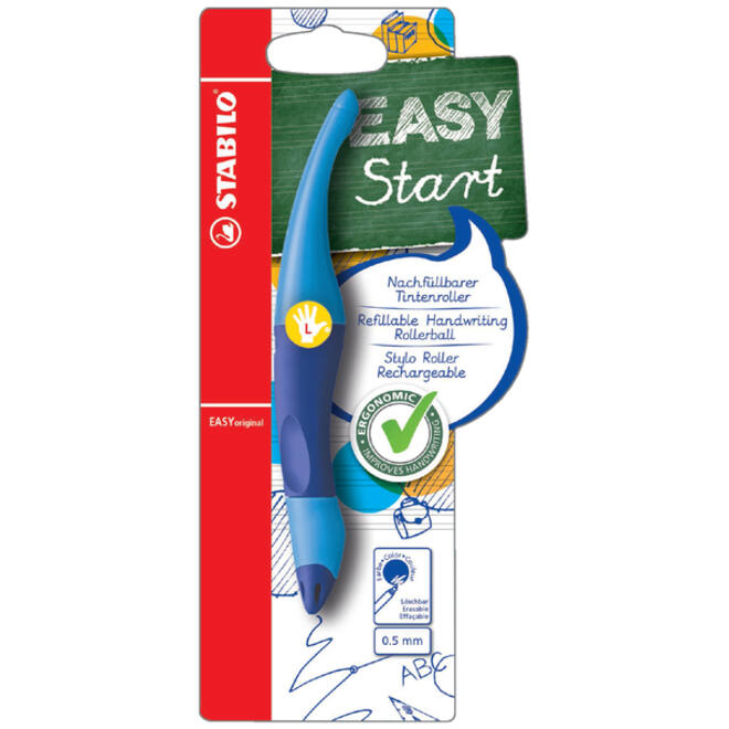 Rollerpen STABILO Easyoriginal linkshandig licht/donkerblauw blister à 1 stuk