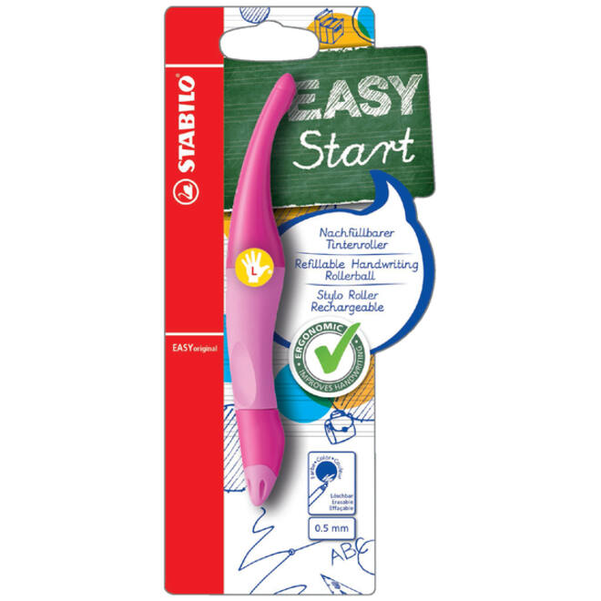 Rollerpen STABILO Easyoriginal linkshandig roze/lichtroze blister à 1 stuk