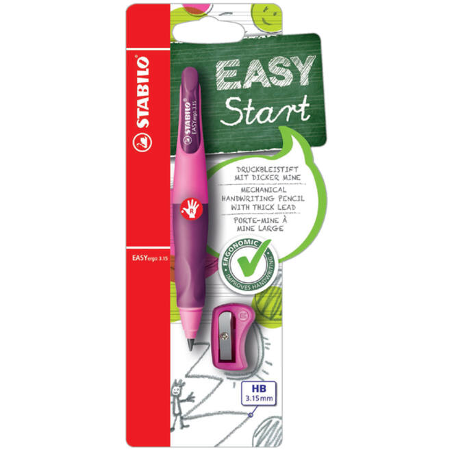 Vulpotlood STABILO Easyergo HB 3.15mm rechtshandig roze/lila incl puntenslijper blister à 1 stuk