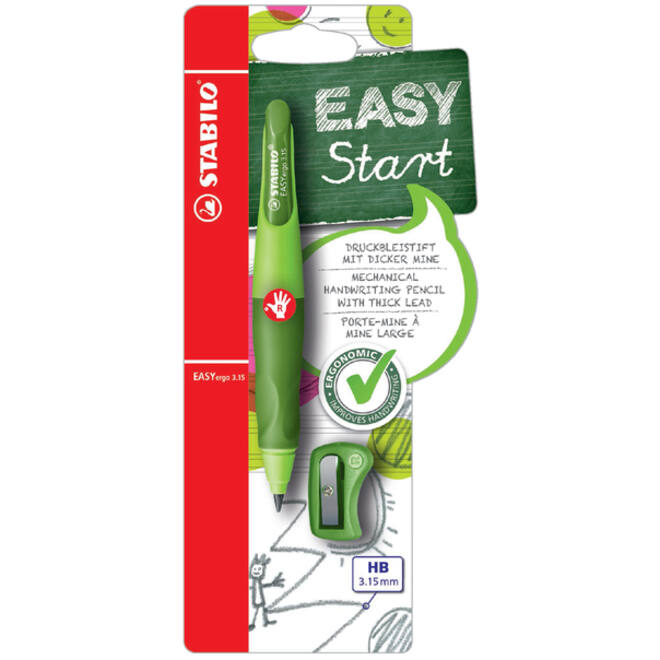 Vulpotlood STABILO Easyergo HB 3.15mm rechts groen/donkergroen incl puntenslijper blister à 1 stuk