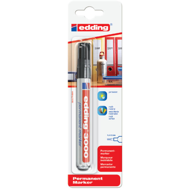 Viltstift edding 3000 rond 1.5-3mm zwart blister à 1 stuk
