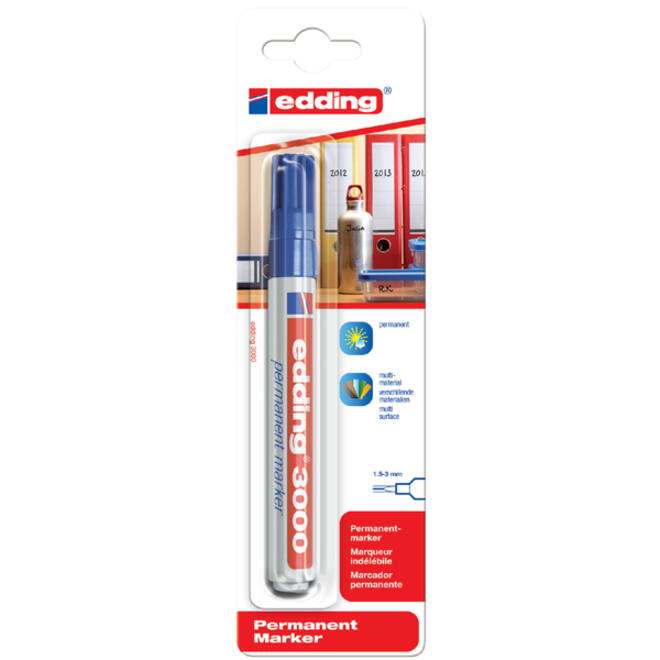 Viltstift edding 3000 rond 1.5-3mm blauw blister à 1 stuk