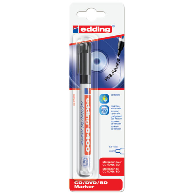 Cd marker edding 8400 rond 0.5-1.0mm zwart blister à 1 stuk