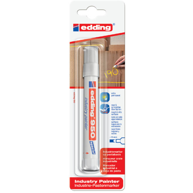 Viltstift edding 950 pastamarker industry rond 10mm wit blister à 1 stuk