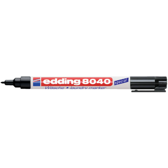 Viltstift edding 8040 wasgoed rond 1mm zwart blister à 1 stuk