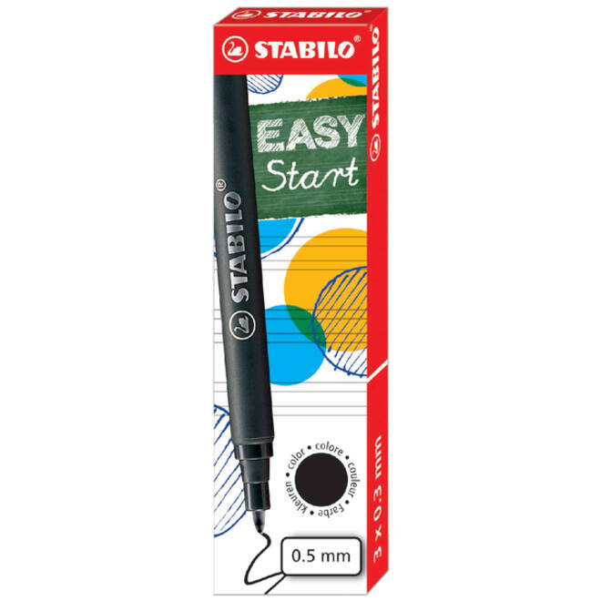 Rollerpenvulling STABILO Easyoriginal medium zwart doosje à 3 stuks