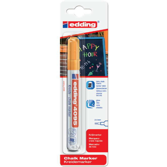 Krijtstift edding 4095 rond 2-3mm oranje blister à 1 stuk