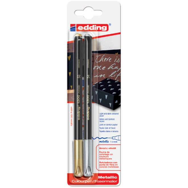 Fineliner edding 1200 053-054 fijn zilver en goud blister à 2 stuks