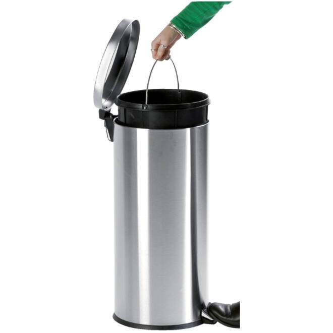 Afvalbak pedaalemmer RVS mat rond 12 liter