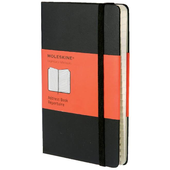 Adresboek Moleskine pocket 90x140mm hard cover zwart