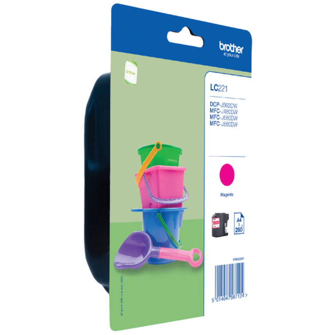 Inktcartridge Brother LC-221M rood