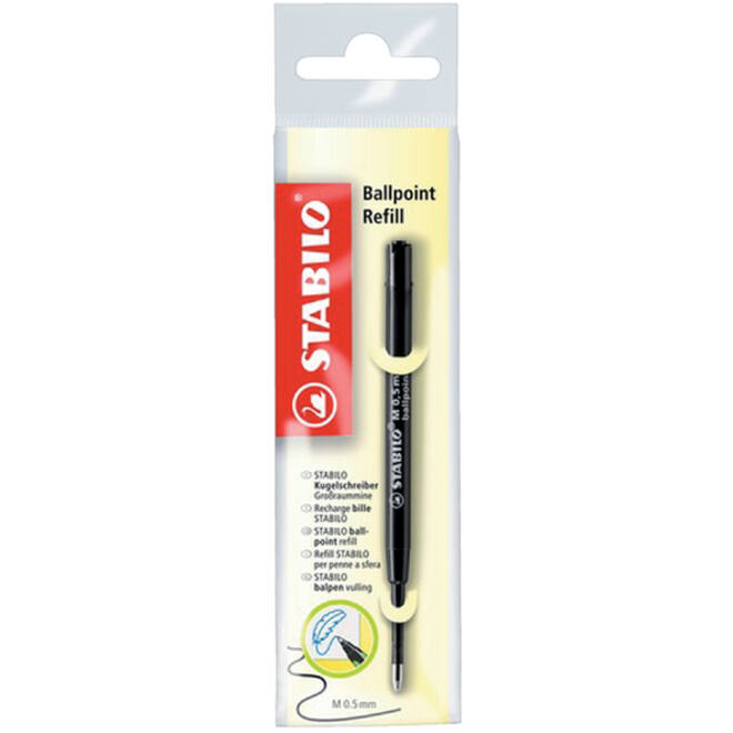 Balpenvulling STABILO standaard medium zwart blister à 1 stuk