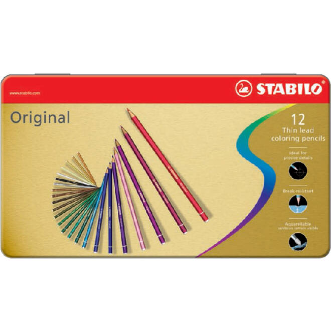 Kleurpotloden STABILO 8873 Original assorti blik à 12 stuks