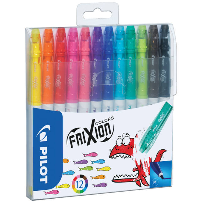 Viltstift PILOT friXion Colors medium assorti etui à 12 stuks