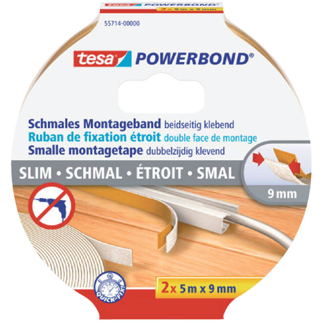 Dubbelzijdige montagetape tesa® Powerbond Small 5mx9mm wit