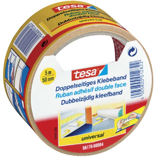 Tapijttape tesa® universal 5mx50mm dubbelzijdig wit