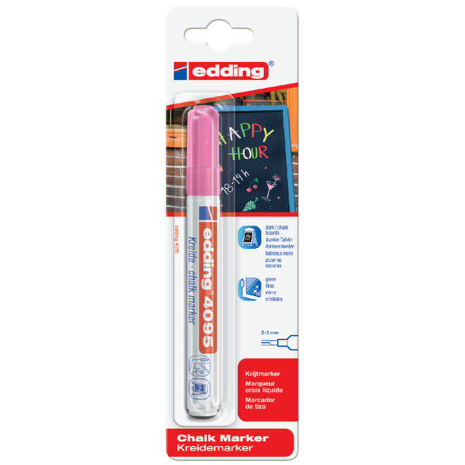 Krijtstift edding 4095 rond 2-3mm neon roze blister à 1 stuk
