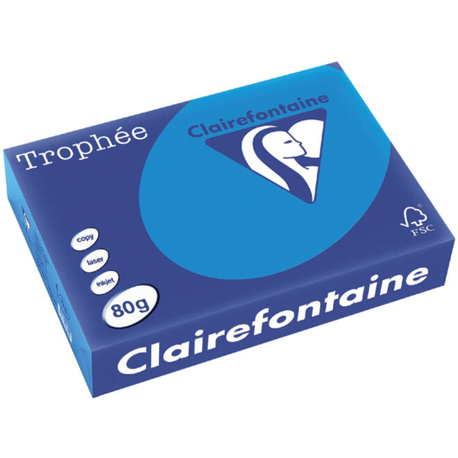 Kopieerpapier Trophee A4 80gr caribien blauw 500vel