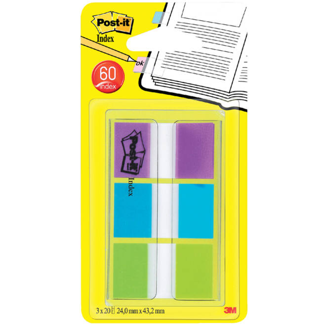 Indextabs Post-it 680 24mmx43.2mm helder assorti 60 tabs