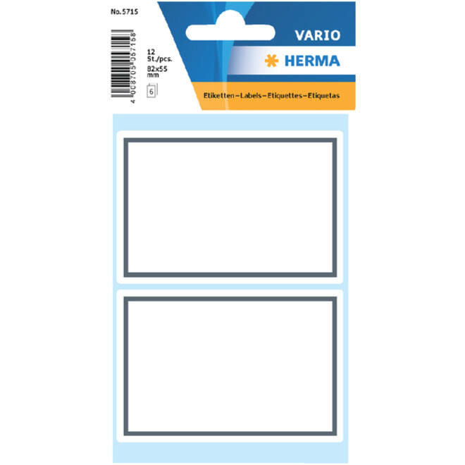 Etiket HERMA 5715 53x80mm schrift grijs kader 12stuks