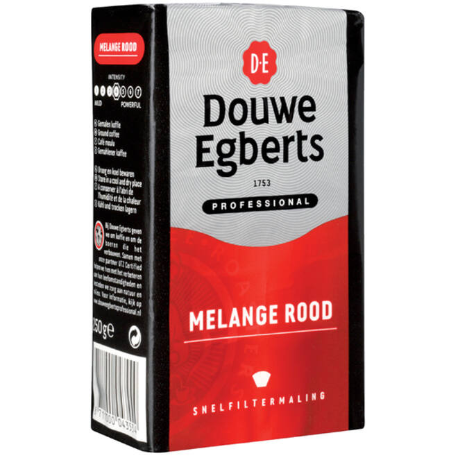Koffie Douwe Egberts snelfiltermaling Melange Rood 250gr