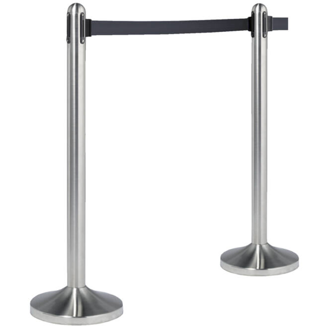 Afzetpaal Securit RVS met rolband 210cm zwart
