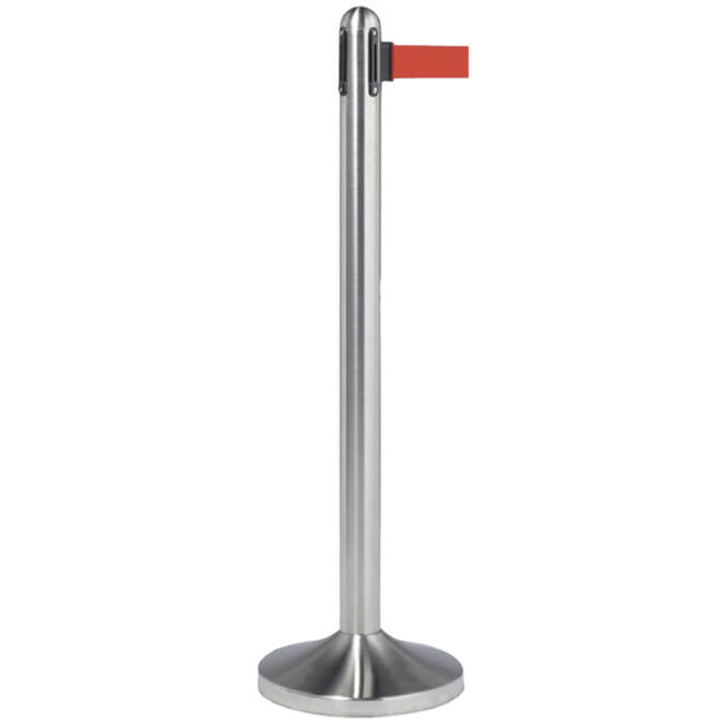 Afzetpaal Securit RVS met rolband 210cm rood