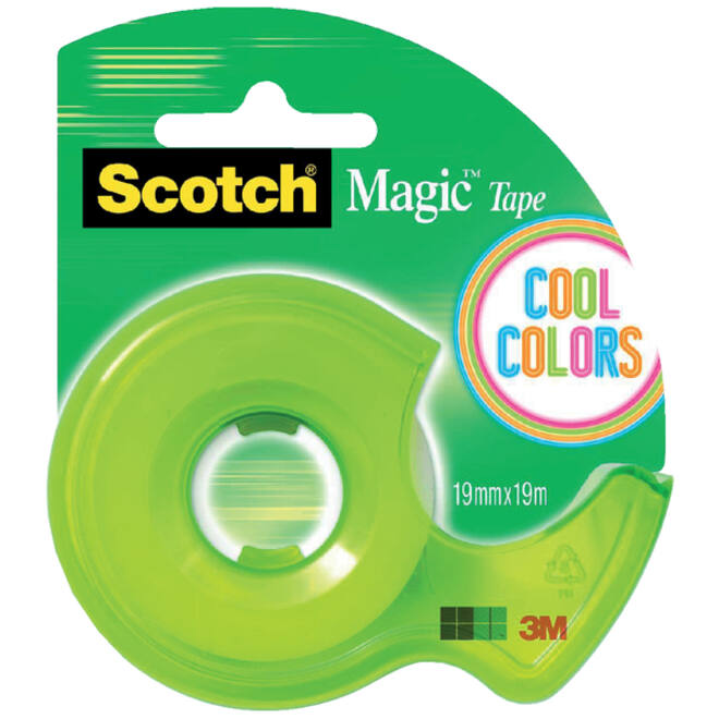 Plakband Scotch 810 19mmx19m onzichtbaar + handdispenser Cool Colors