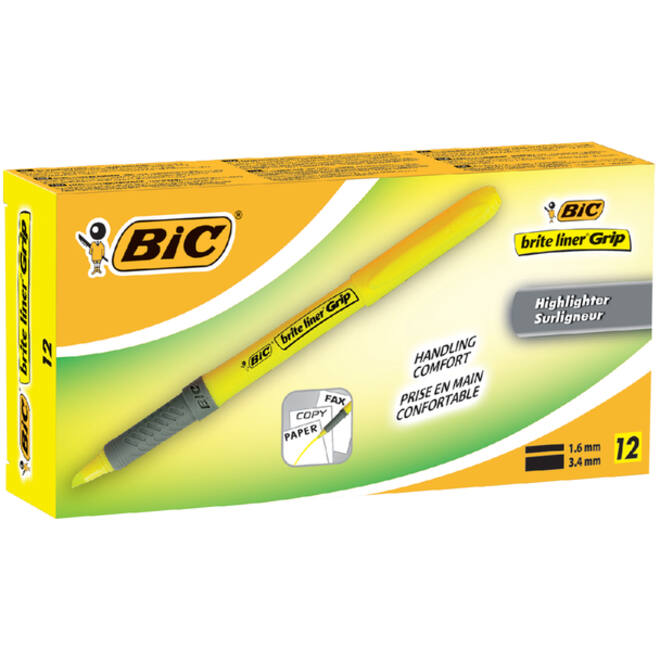 Markeerstift Bic brite liner grip geel