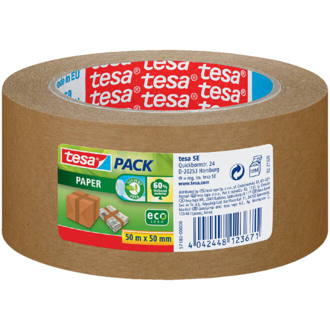 Verpakkingstape tesapack® papier ecoLogo® 50mx50mm bruin