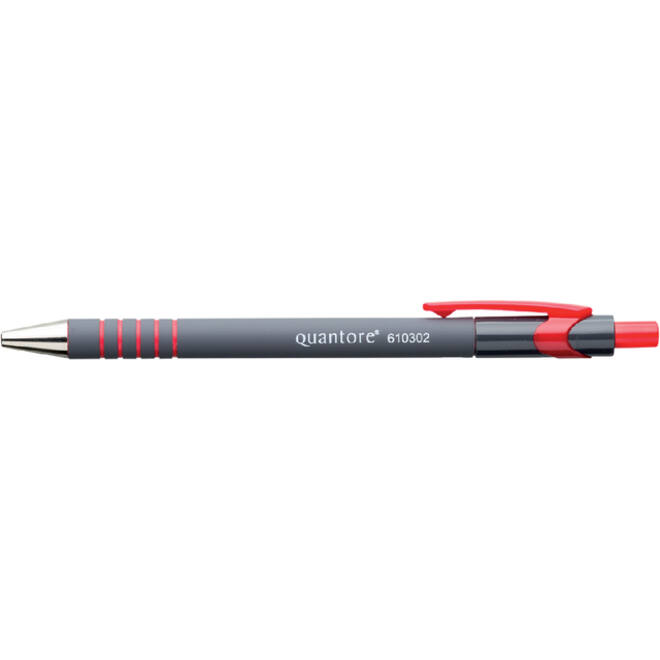 Balpen Quantore rubbergrip drukknop rood medium