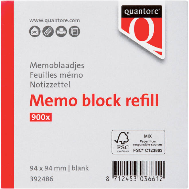 Memoblaadjes Quantore losbladig 94x94x90mm 900vel