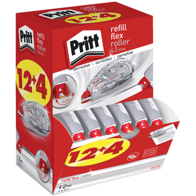 Correctieroller Pritt 4.2mmx12m flex navulbaar doos à 12+4 gratis