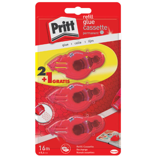 Lijmroller Pritt navulcassette permanent 2+1 gratis blister