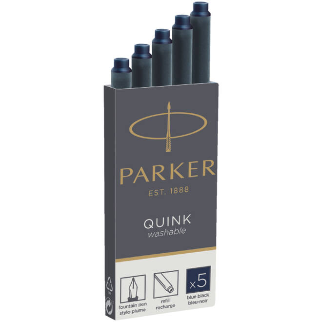 Inktpatroon Parker Quink permanent blauwzwart pak à 5 stuks