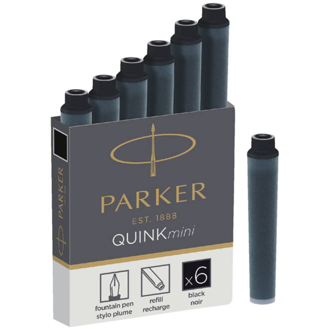Inktpatroon Parker Quink mini tbv Parker esprit zwart pak à 6 stuks