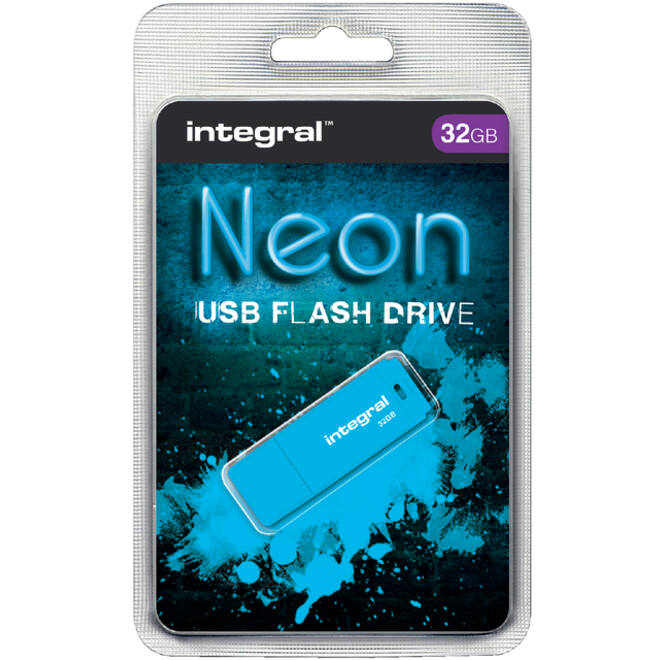 USB-stick 2.0 Integral 32GB neon blauw