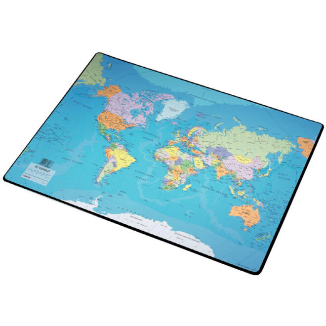 Onderlegger Esselte 40x53cm met wereldkaart Nederlands