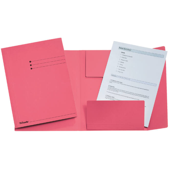 Dossiermap Esselte A4 3 kleppen manilla 275gr roze