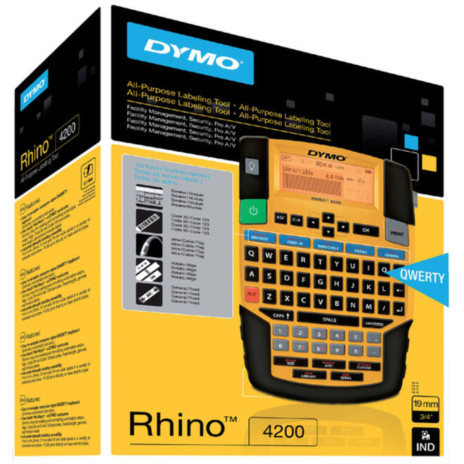 Labelprinter Dymo Rhino 4200 industrieel qwerty 19mm geel
