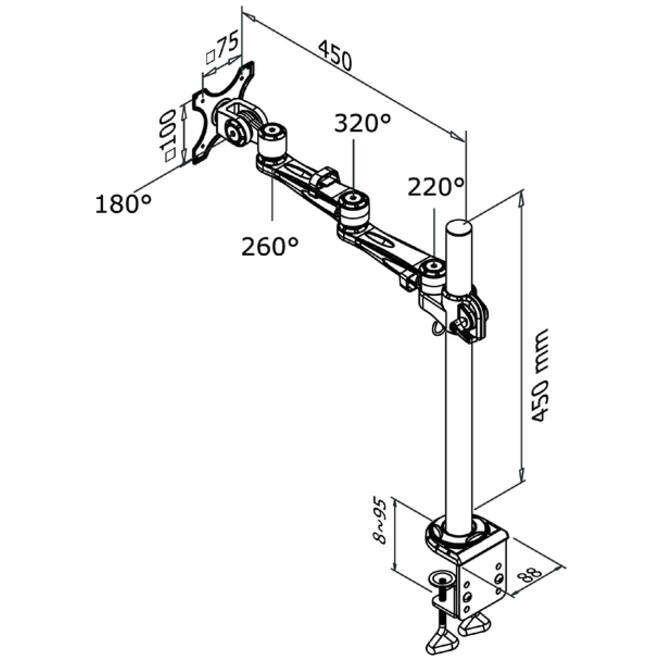 Monitorarm Neomounts D935 10-30" met klem zilvergrijs