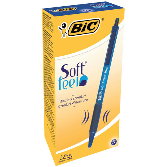 Balpen Bic soft feel grip clic medium blauw